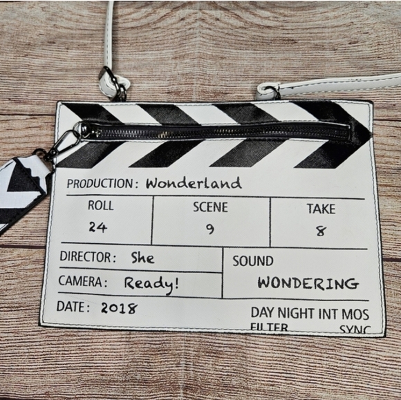 Movie Table Clapper Board Shoulder Bag Scene Film Zipper Handbag clutch Bag - Picture 3 of 8